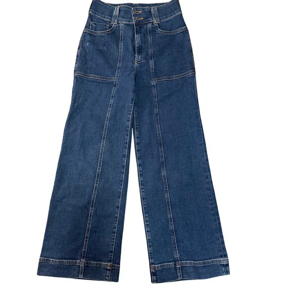 PILCRO Women's The Skipper Seamed High-Rise Crop Wide-Leg Jeans Size 24 - Picture 1 of 10